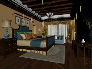 stylish bedroom complete 184 3D Model