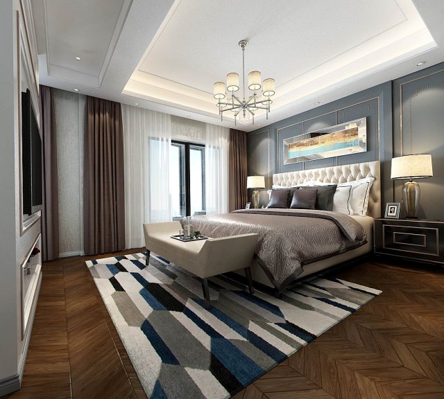 stylish bedroom complete 185 Modelo 3D .c4d .max .obj .3ds .fbx .stl .blend 