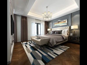 Стильная спальня, полная 185 3D Модель