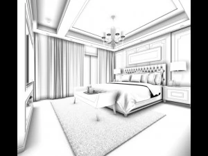 stylish bedroom complete 185 3D Model