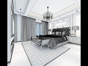 stylish bedroom complete 185 Modelo 3D