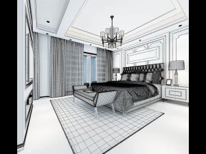 stylish bedroom complete 185 3D Model