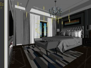 stylish bedroom complete 185 3D Model