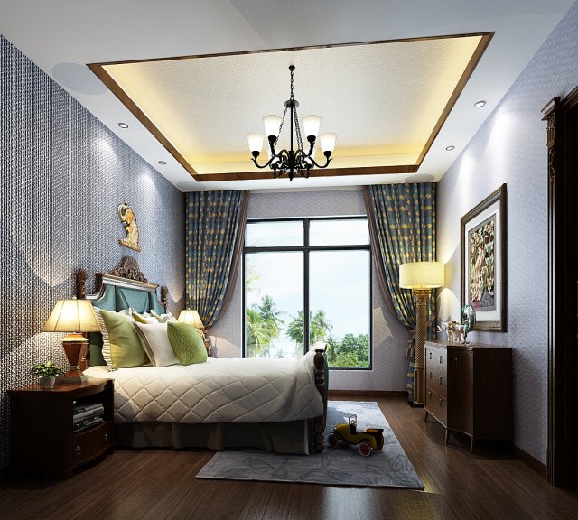 stylish bedroom complete 186 3D Модель .c4d .max .obj .3ds .fbx .stl .blend 