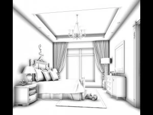 stylish bedroom complete 186 3D Model