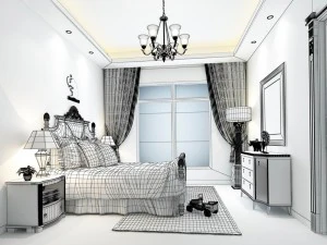 stylish bedroom complete 186 3D Model