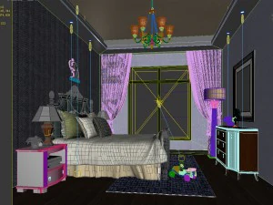 stylish bedroom complete 186 3D Model