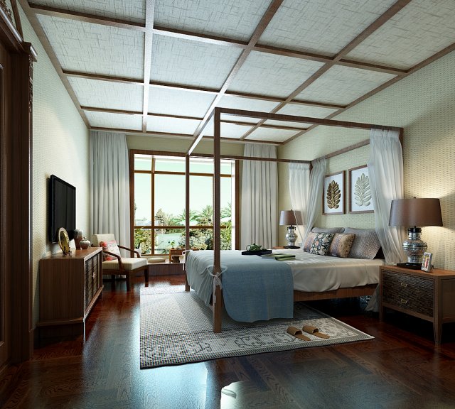 stylish bedroom complete 187 3D Model .c4d .max .obj .3ds .fbx .stl .blend 