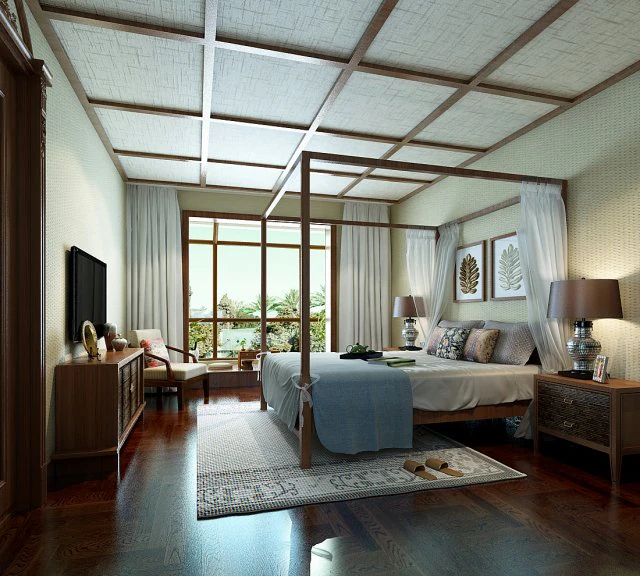 stylish bedroom complete 187 3D Model .c4d .max .obj .3ds .fbx .stl .blend 
