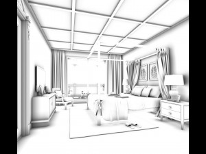 stylish bedroom complete 187 3D Model