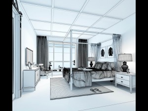 stylish bedroom complete 187 3D Model