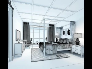 stylish bedroom complete 187 3D Model