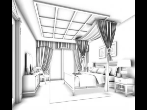 stylish bedroom complete 188 3D Model