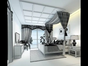 stylish bedroom complete 188 3D Model