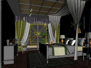 stylish bedroom complete 188 3D Model