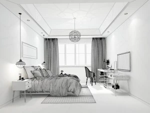 stylish bedroom complete 189 3D Model