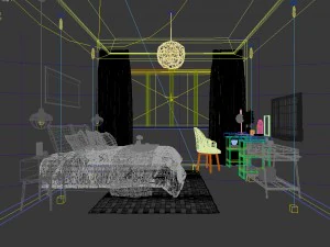 stylish bedroom complete 189 3D Model