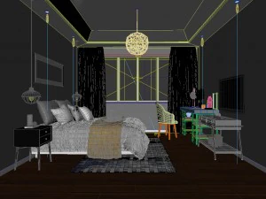 stylish bedroom complete 189 3D Model
