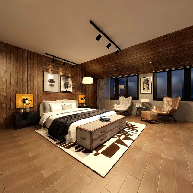 stylish bedroom complete 190 3Dモデル .c4d .max .obj .3ds .fbx .stl .blend 