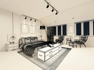 stylish bedroom complete 190 3D Model