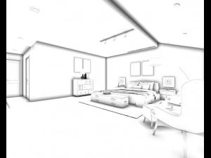 stylish bedroom complete 190 3D Model