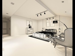 stylish bedroom complete 190 3Dモデル