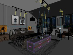 stylish bedroom complete 190 3D Model