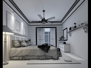 stylish bedroom complete 191 3D Model