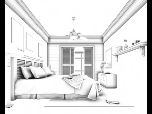 stylish bedroom complete 191 3D Model
