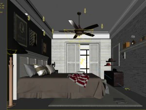 stylish bedroom complete 191 3D Model