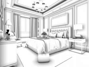 stylish bedroom complete 192 Model 3D
