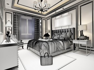 stylish bedroom complete 192 Model 3D
