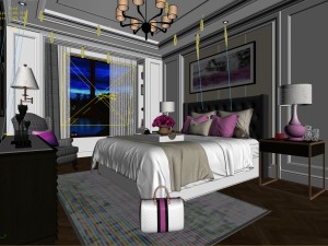 stylish bedroom complete 192 Model 3D