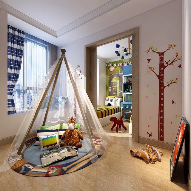 stylish bedroom complete 193 Model 3D .c4d .max .obj .3ds .fbx .stl .blend 