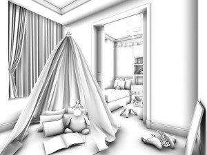 stylish bedroom complete 193 Model 3D