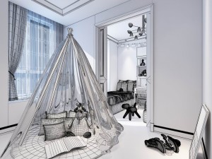 stylish bedroom complete 193 Model 3D
