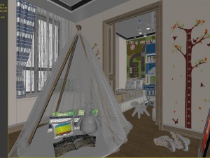 stylish bedroom complete 193 Model 3D