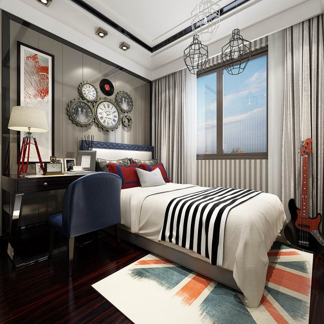 stylish bedroom complete 194 Modello 3D .c4d .max .obj .3ds .fbx .stl .blend 