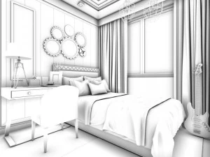 stylish bedroom complete 194 3D Model