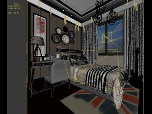 stylish bedroom complete 194 Modello 3D