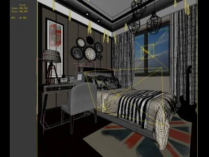 stylish bedroom complete 194 3D Model