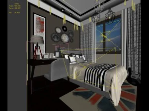 stylish bedroom complete 194 3D Model