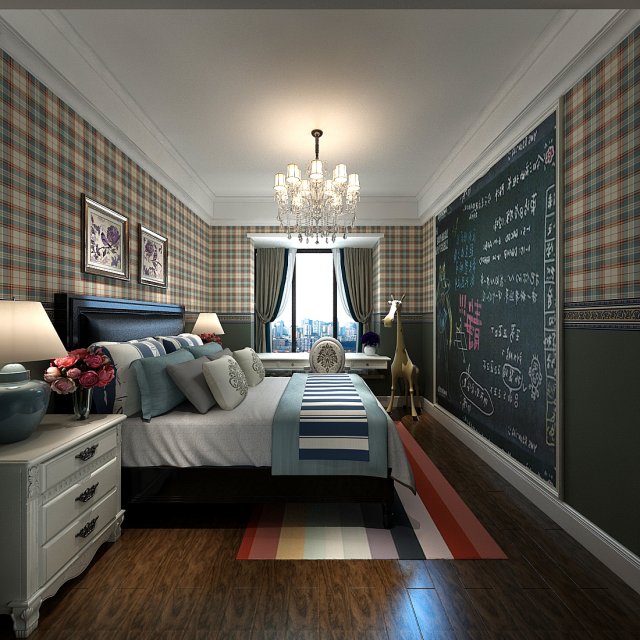 stylish bedroom complete 195 3D 模型 .c4d .max .obj .3ds .fbx .stl .blend