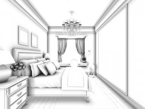 stylish bedroom complete 195 3D Model