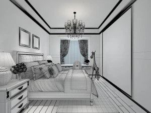 stylish bedroom complete 195 3D Model
