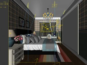 stylish bedroom complete 195 3D Model