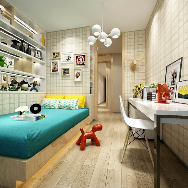 stylish bedroom complete 196 3D Модель .c4d .max .obj .3ds .fbx .stl .blend 
