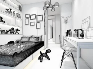 stylish bedroom complete 196 3D Model