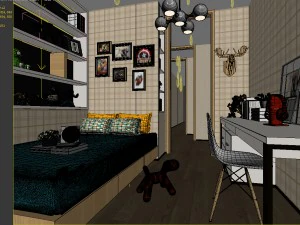 stylish bedroom complete 196 3D Model