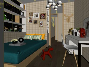 stylish bedroom complete 196 3D Model